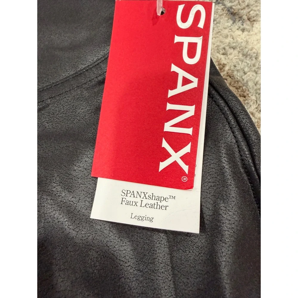 Spanx 2437 SPANXshape Faux Leather Leggings Black Noir Small NWT High Rise Shape